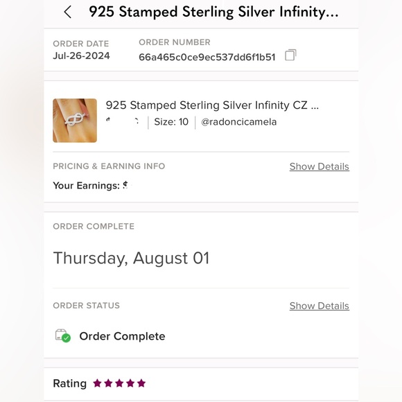 925 Stamped Sterling Silver Infinity CZ Ring - Picture 9 of 9